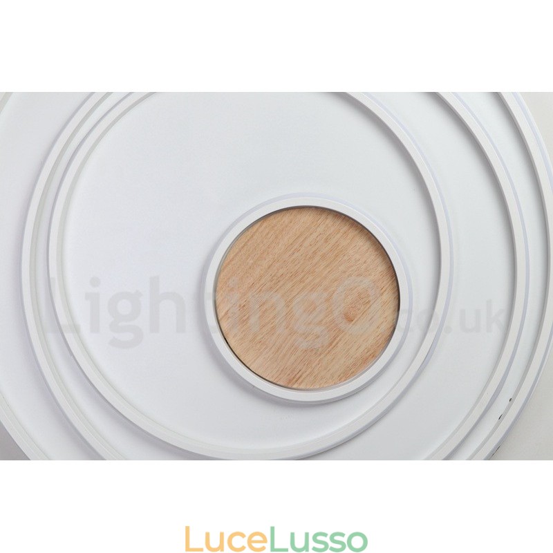 Lampada da soffitto in legno con anelli bianchi dimmerabili Lampada da soffitto ultrasottile che può essere utilizzata anche come lampada da parete