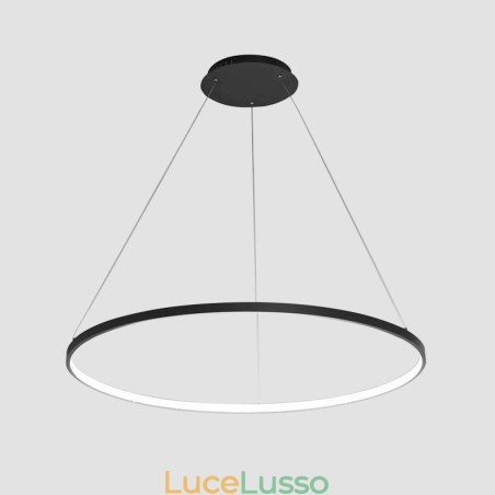 Lampada a sospensione dimmerabile da 63 W, diametro 100 cm, design moderno ad anello Lampada a sospensione dimmerabile da 63 W, diametro 100 cm, design moderno ad anello
