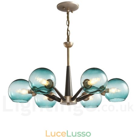 Lampadario rustico retrò vintage Magic Bean con paralumi in vetro multicolore Lampadario rustico retrò vintage Magic Bean con paralumi in vetro multicolore