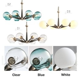 Lampadario rustico retrò vintage Magic Bean con paralumi in vetro multicolore