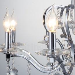 Lampadario a candela in cristallo cromato elegante