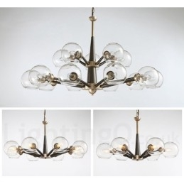 Lampadario rustico retrò vintage Magic Bean con paralumi in vetro multicolore