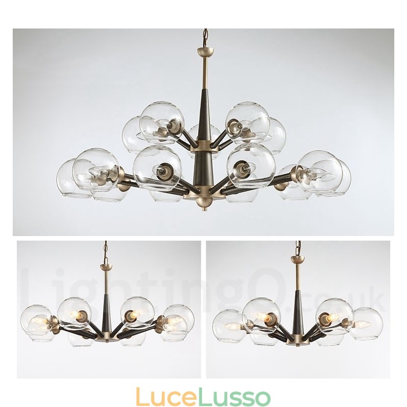 Lampadario rustico retrò vintage Magic Bean con paralumi in vetro multicolore