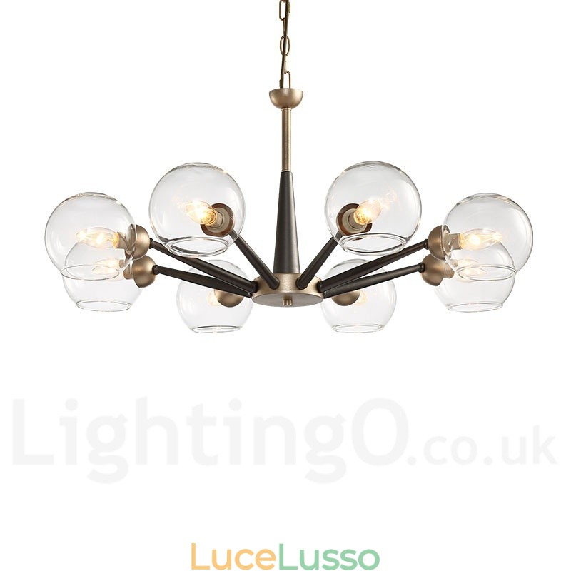 Lampadario rustico retrò vintage Magic Bean con paralumi in vetro multicolore