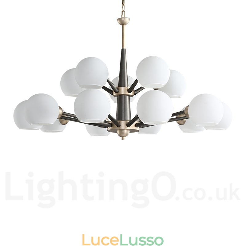 Lampadario rustico retrò vintage Magic Bean con paralumi in vetro multicolore