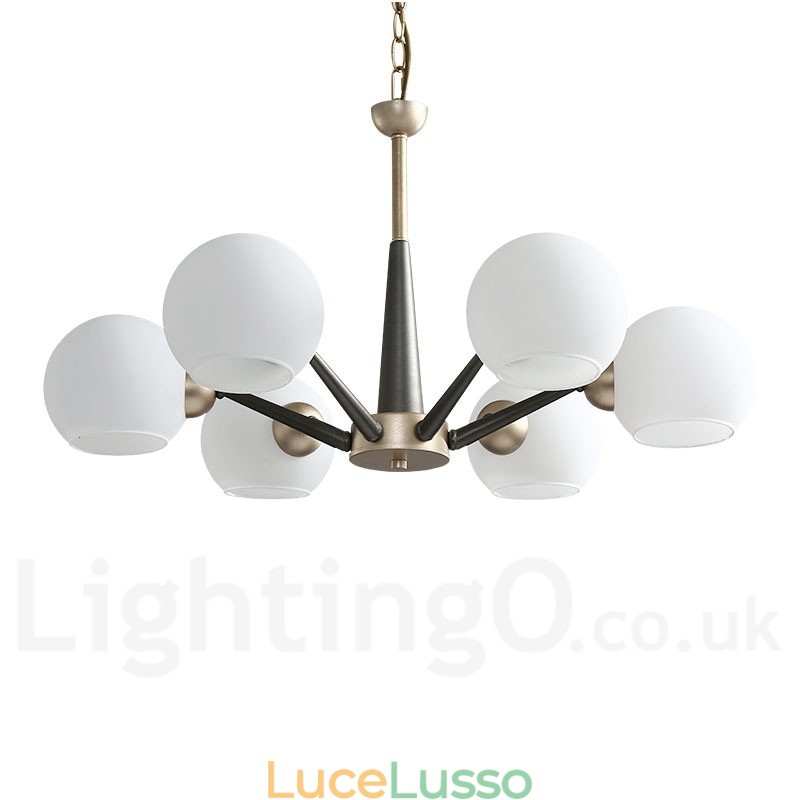 Lampadario rustico retrò vintage Magic Bean con paralumi in vetro multicolore