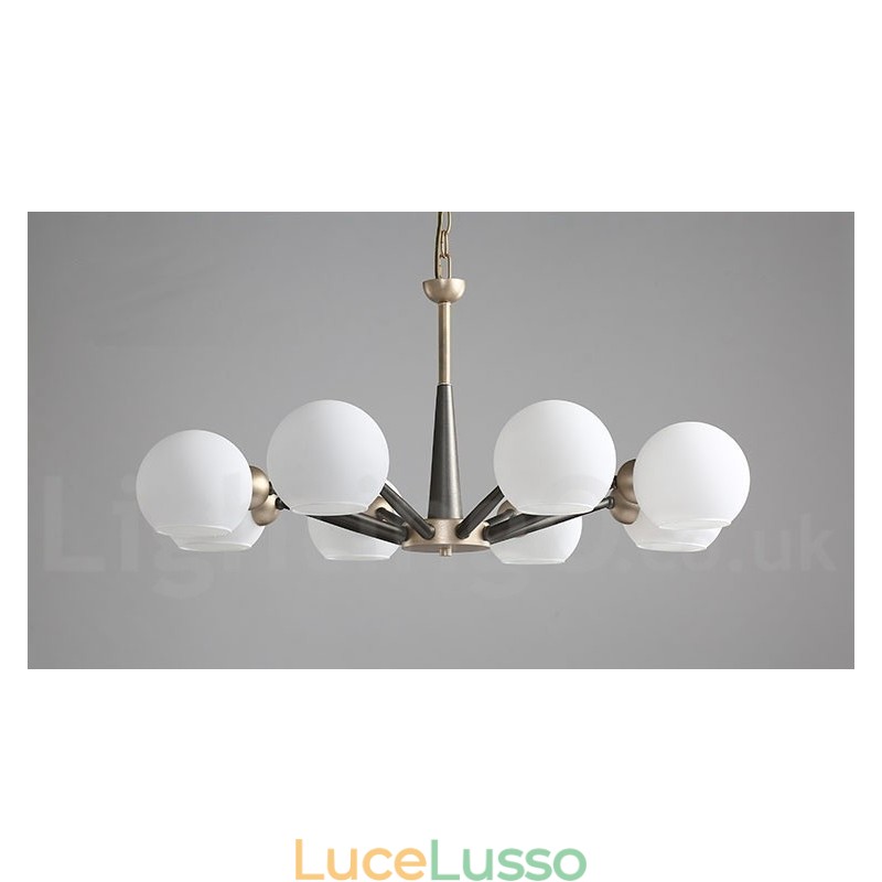 Lampadario rustico retrò vintage Magic Bean con paralumi in vetro multicolore