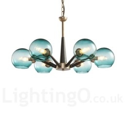 Lampadario rustico retrò vintage Magic Bean con paralumi in vetro multicolore