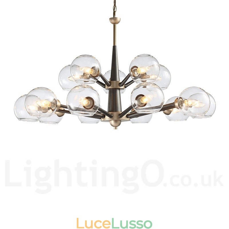 Lampadario rustico retrò vintage Magic Bean con paralumi in vetro multicolore