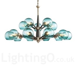 Lampadario rustico retrò vintage Magic Bean con paralumi in vetro multicolore