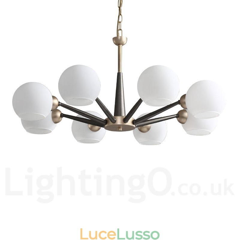 Lampadario rustico retrò vintage Magic Bean con paralumi in vetro multicolore