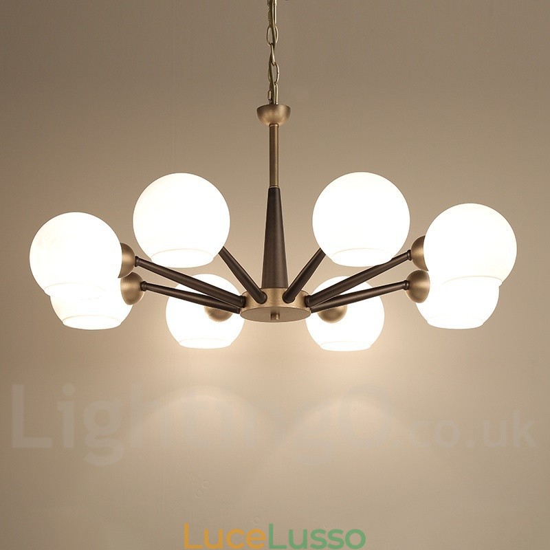 Lampadario rustico retrò vintage Magic Bean con paralumi in vetro multicolore