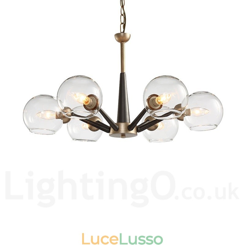 Lampadario rustico retrò vintage Magic Bean con paralumi in vetro multicolore