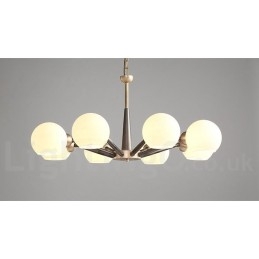 Lampadario rustico retrò vintage Magic Bean con paralumi in vetro multicolore
