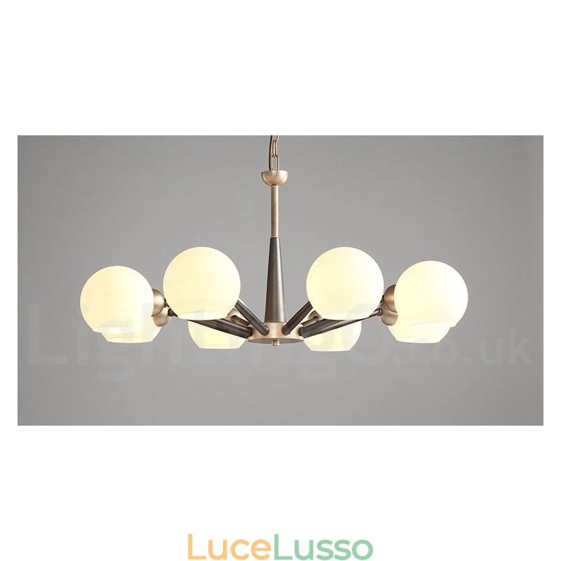 Lampadario rustico retrò vintage Magic Bean con paralumi in vetro multicolore