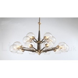 Lampadario rustico retrò vintage Magic Bean con paralumi in vetro multicolore