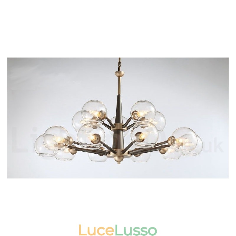 Lampadario rustico retrò vintage Magic Bean con paralumi in vetro multicolore