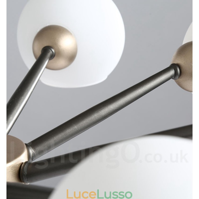 Lampadario rustico retrò vintage Magic Bean con paralumi in vetro multicolore