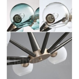 Lampadario rustico retrò vintage Magic Bean con paralumi in vetro multicolore