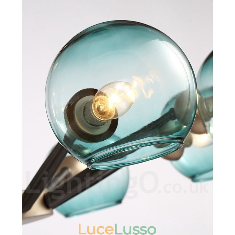 Lampadario rustico retrò vintage Magic Bean con paralumi in vetro multicolore