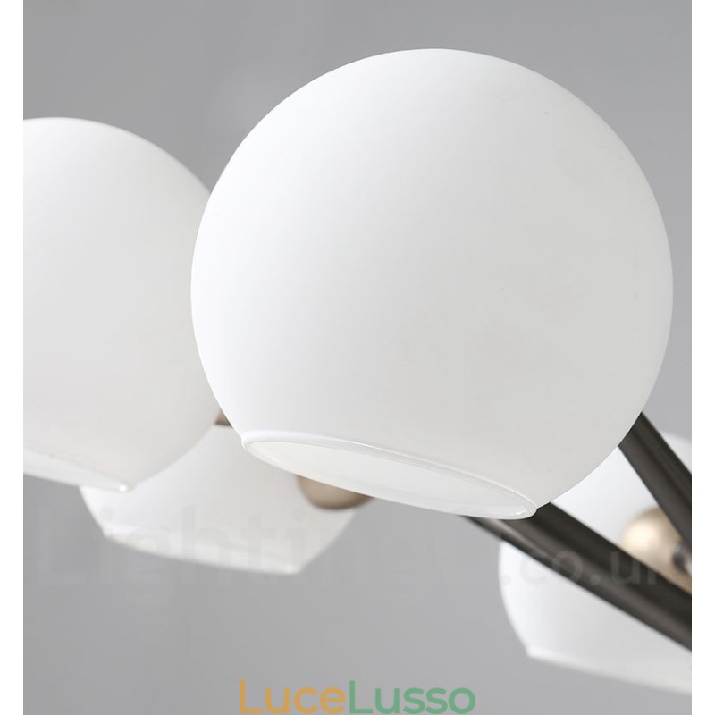 Lampadario rustico retrò vintage Magic Bean con paralumi in vetro multicolore