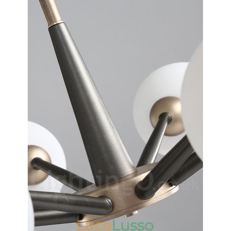 Lampadario rustico retrò vintage Magic Bean con paralumi in vetro multicolore