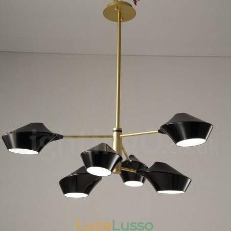 Lampadario moderno contemporaneo a tubi con paralumi in acrilico bianco e nero Lampadario moderno contemporaneo a tubi con paralumi in acrilico bianco e nero