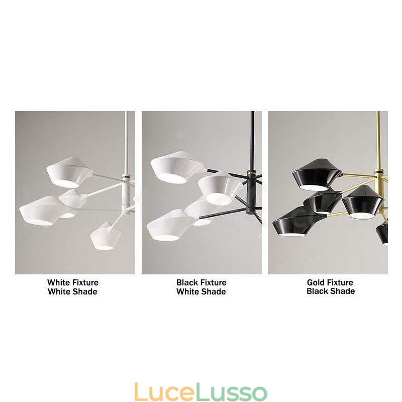 Lampadario moderno contemporaneo a tubi con paralumi in acrilico bianco e nero