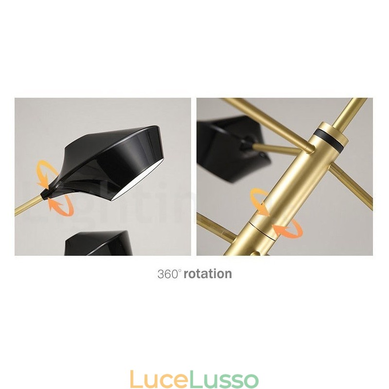 Lampadario moderno contemporaneo a tubi con paralumi in acrilico bianco e nero