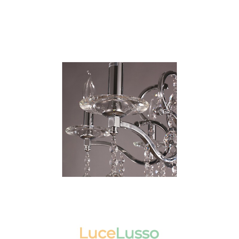 Lampadario a candela in cristallo cromato elegante