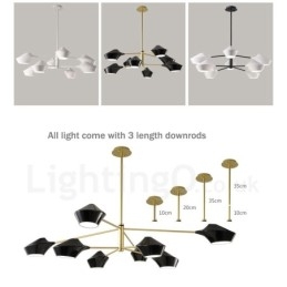 Lampadario moderno contemporaneo a tubi con paralumi in acrilico bianco e nero