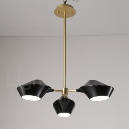 Lampadario moderno contemporaneo a tubi con paralumi in acrilico bianco e nero