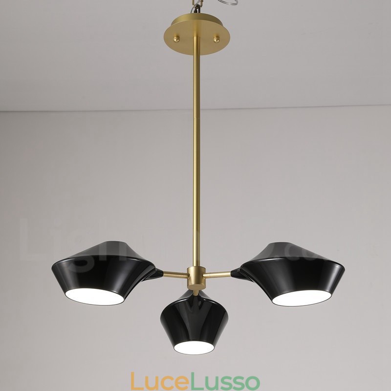 Lampadario moderno contemporaneo a tubi con paralumi in acrilico bianco e nero