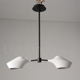 Lampadario moderno contemporaneo a tubi con paralumi in acrilico bianco e nero