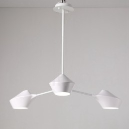 Lampadario moderno contemporaneo a tubi con paralumi in acrilico bianco e nero