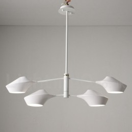 Lampadario moderno contemporaneo a tubi con paralumi in acrilico bianco e nero
