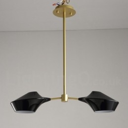Lampadario moderno contemporaneo a tubi con paralumi in acrilico bianco e nero