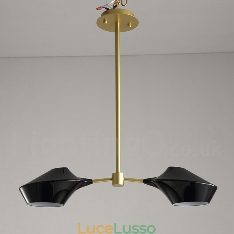 Lampadario moderno contemporaneo a tubi con paralumi in acrilico bianco e nero