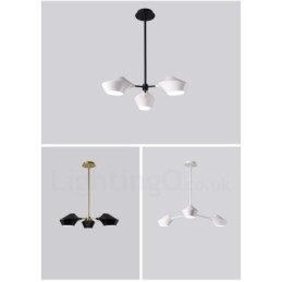 Lampadario moderno contemporaneo a tubi con paralumi in acrilico bianco e nero