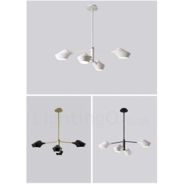 Lampadario moderno contemporaneo a tubi con paralumi in acrilico bianco e nero