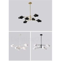 Lampadario moderno contemporaneo a tubi con paralumi in acrilico bianco e nero