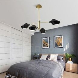 Lampadario moderno contemporaneo a tubi con paralumi in acrilico bianco e nero
