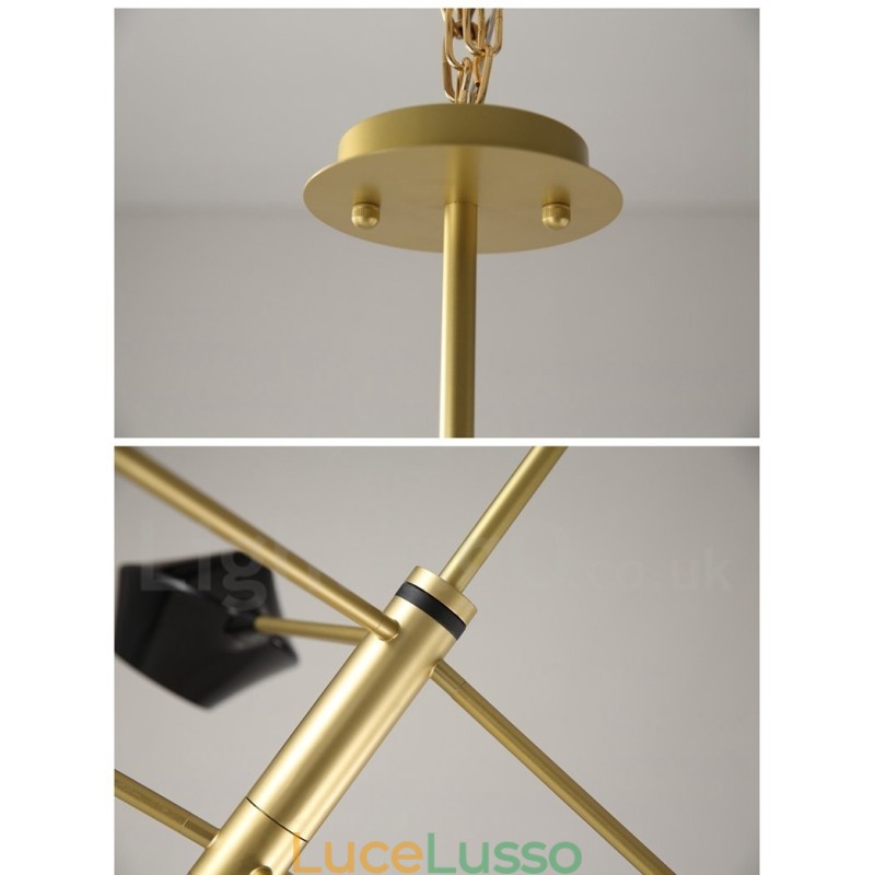 Lampadario moderno contemporaneo a tubi con paralumi in acrilico bianco e nero