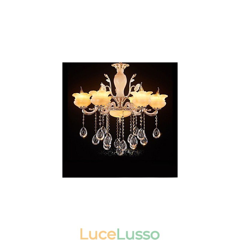 Lampada a sospensione in cristallo di giada, lampadario in stile candela