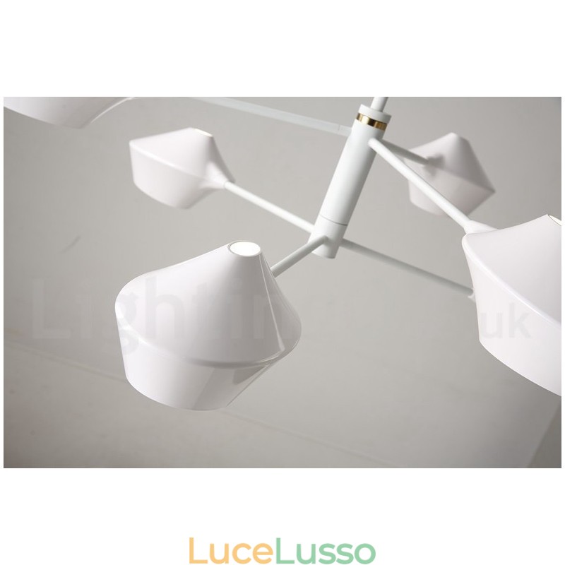 Lampadario moderno contemporaneo a tubi con paralumi in acrilico bianco e nero