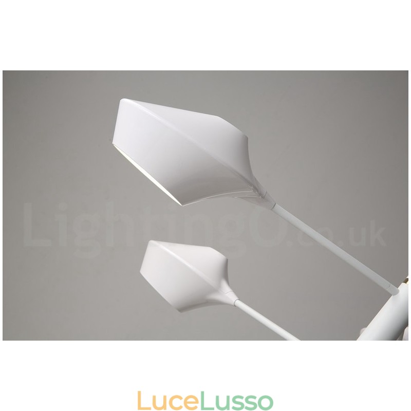 Lampadario moderno contemporaneo a tubi con paralumi in acrilico bianco e nero