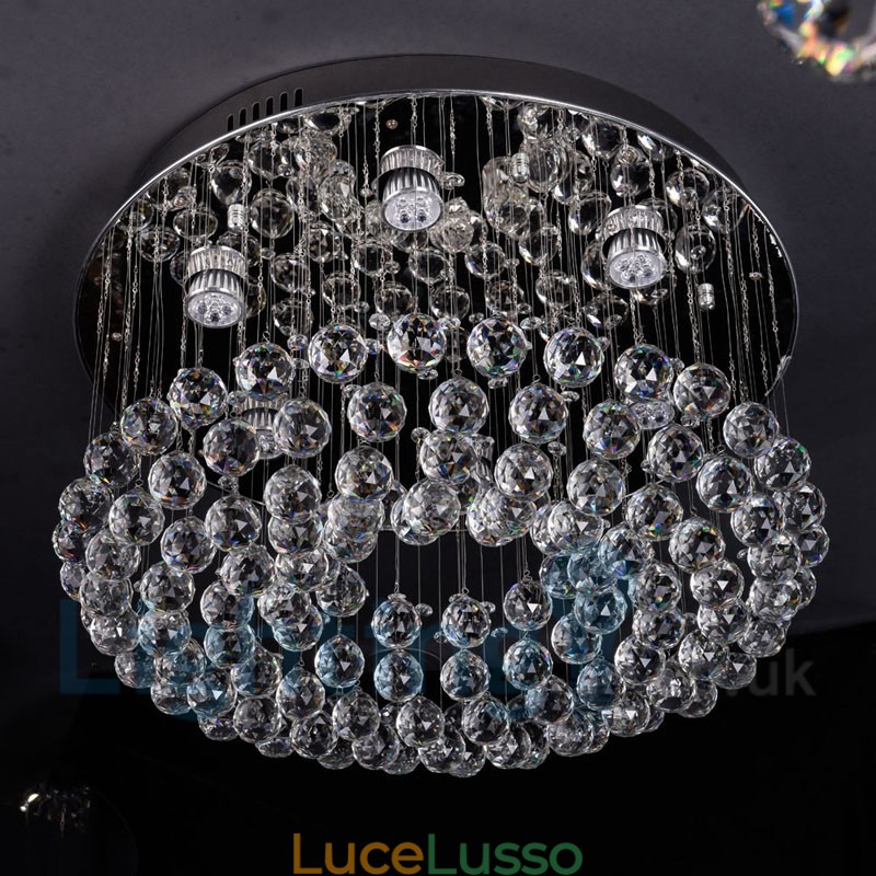 Moderna lampada da soffitto rotonda in cristallo K9 con montaggio a filo