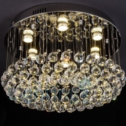 Moderna lampada da soffitto rotonda in cristallo K9 con montaggio a filo