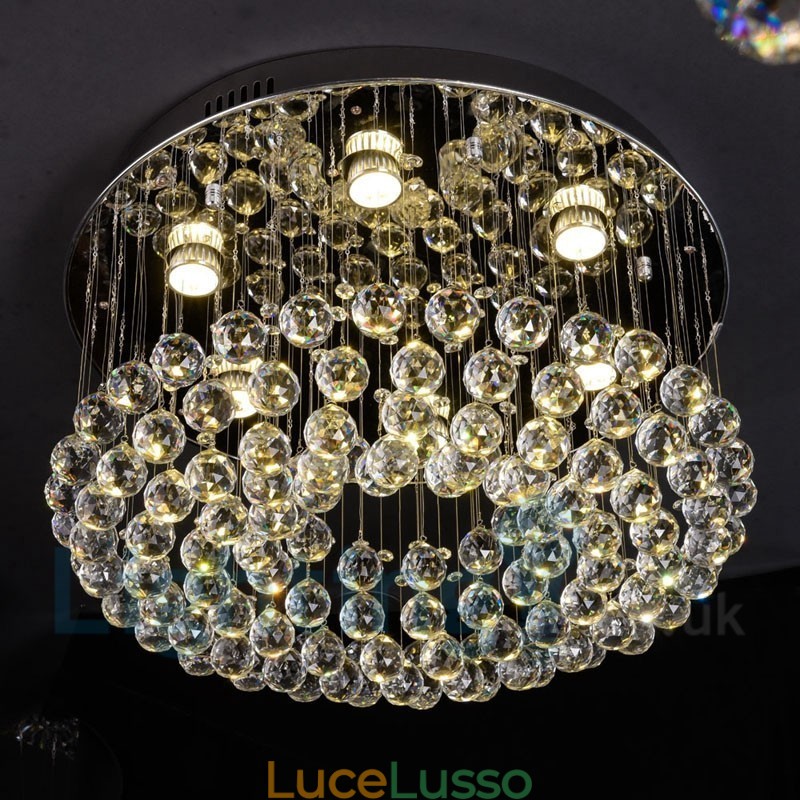 Moderna lampada da soffitto rotonda in cristallo K9 con montaggio a filo