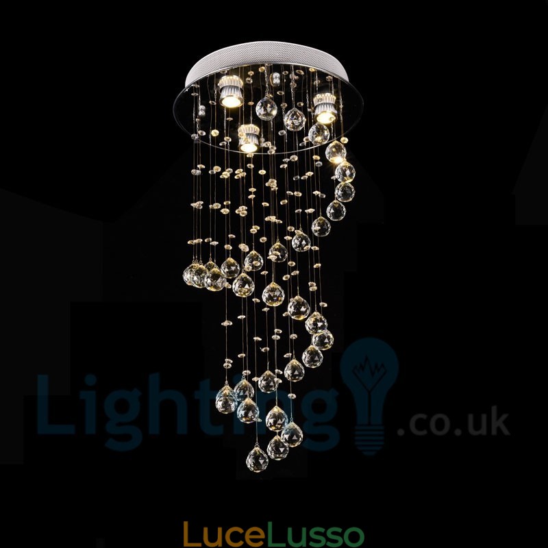 Lampada da soffitto a filo rotonda moderna in cristallo K9 a 3 luci